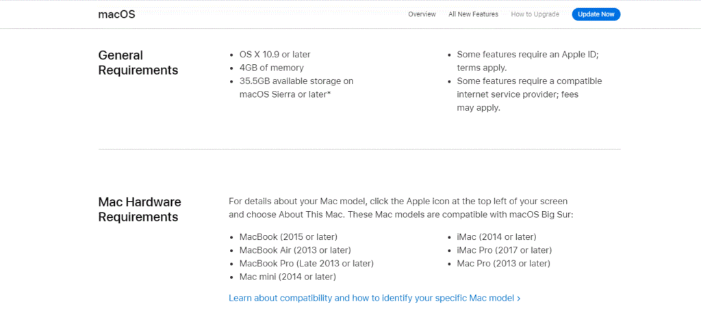 Apple macOS Requirement- OS guide 2021 blog image